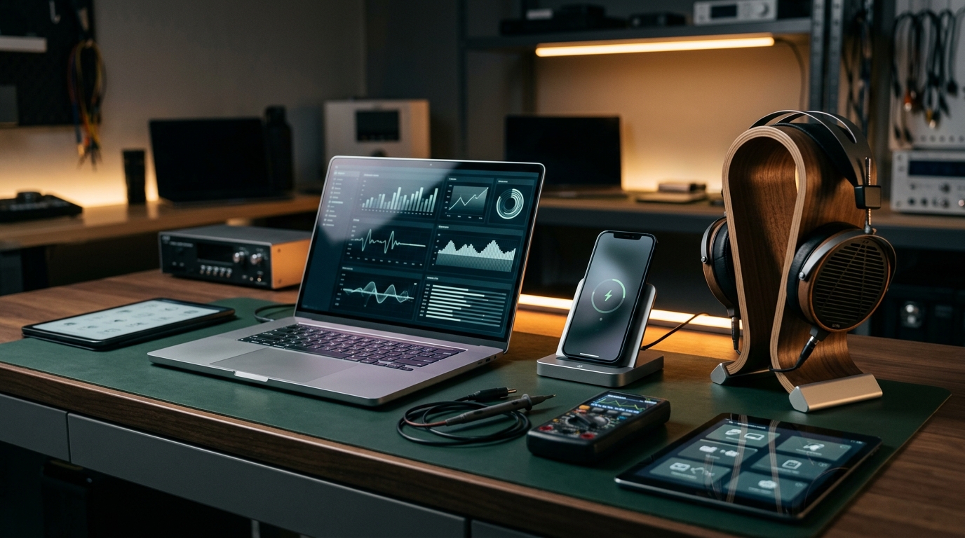 Diagnostic valuation workstation for laptops and audio gear